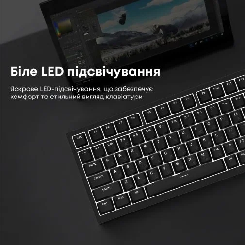 Фото: Клавіатура Ajazz AK820 Red Switch ENG/UKR USB Black (AK820-R-B) № 31 | KTC