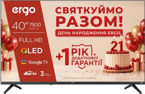 Фото: Телевізор QLED Ergo 40JFQ7500 (Smart TV, Wi-Fi, 1920x1080) № 11 | KTC
