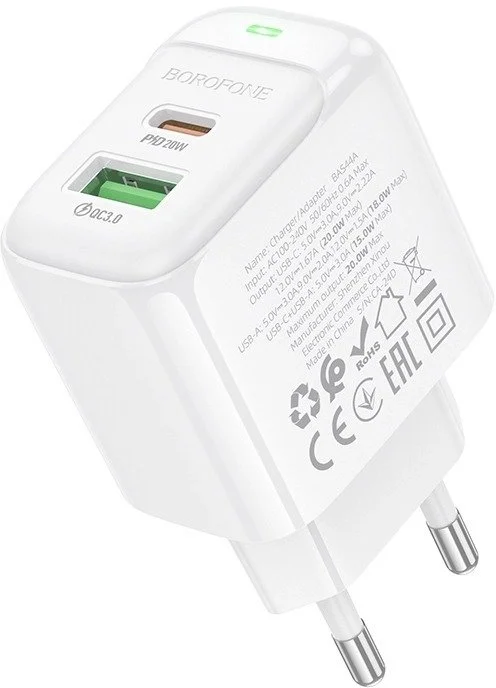 Фото: Зарядний пристрій BOROFONE BAS44A Potential PD QC3.0 20W White (6941991113840) № 12 | KTC