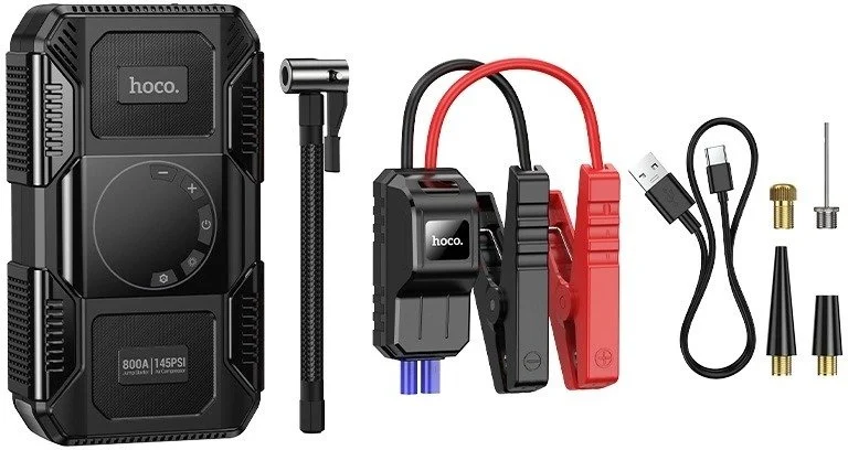Фото: Бустер Hoco QS6 Clever Intelligent air pump+emergency start-up power bank (6942007673013) № 11 | KTC