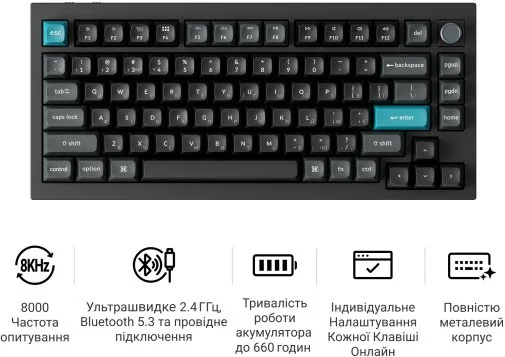 Фото: Клавіатура Keychron Q1 Ultra Keychron Red Switch RGB Black (Q1U-M1-UA) № 23 | KTC