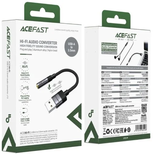 Фото: Перехідник Acefast J13 AM / Jack 3.5mm F 0.15m Black (6974316285298) № 12 | KTC