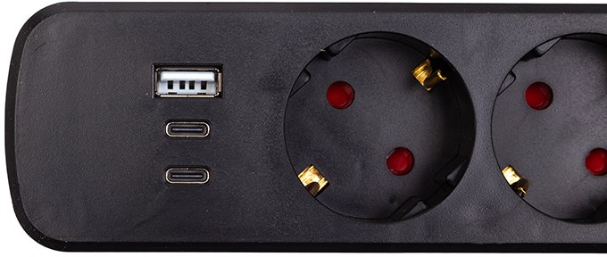 Мережевий фільтр PowerPlant YS-N6086 6/5m 3xUSB Black (EX610679)