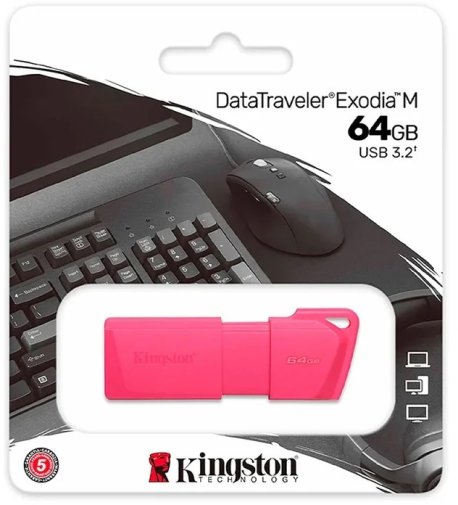 Флешка USB Kingston DataTraveler Exodia M 64Gb Neon Pink (KC-U2L64-7LN)