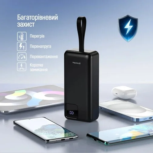 Фото: Батарея універсальна ColorWay EnergyHub 30000mAh 22.5W Built-in Cable Type-C/Lightning (CW-PB300LP05BK) № 26 | KTC