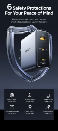 Фото: Зарядний пристрій Pisen BOLT Pro PD 100W Black (TP-C67) № 37 | KTC