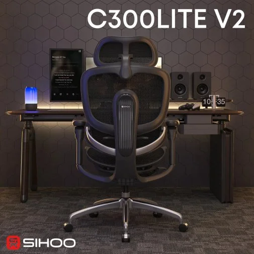 Фото: Крісло SIHOO C300 Lite V2 Black (C300-LITE-V2-B101) № 26 | KTC