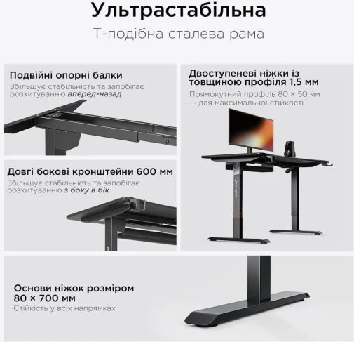 Фото: Стіл комп’ютерний Anda Seat Xtreme 180 Black (AD-D-DD2-1800-04-B) № 27 | KTC
