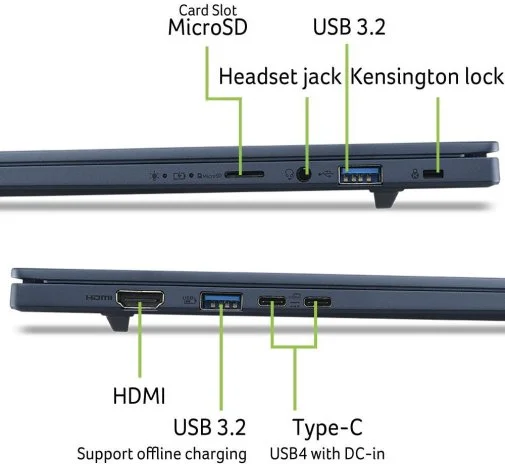 Фото: Ноутбук Acer Swift Go 16 AI SFG16-A71-R8V3 NX.JX9EU.007 Blue - 16" OLED 60 Гц / AMD Ryzen AI 7 / 445 / DDR5 16 ГБ / PCI-E SSD 512 ГБ / Radeon Graphics № 16 | KTC