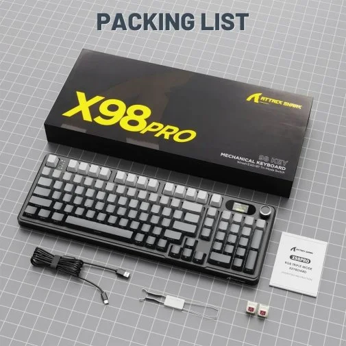 Фото: Клавіатура Attack Shark X98 Pro WL/BT/USB Moonlit Night (X98PROMN_AS) № 12 | KTC