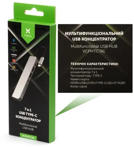 Фото: USB-хаб Vinga 7in1 (VCPHTC7AL) № 11 | KTC