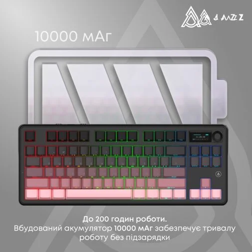 Фото: Клавіатура Ajazz MK87 Pitaya Switch WL/BT/USB Black/Pink (MK87-P-S-P) № 37 | KTC