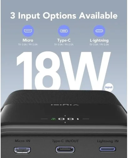 Фото: Батарея універсальна VIYISI G3015 30000mAh 22.5W Black (1186336) № 14 | KTC