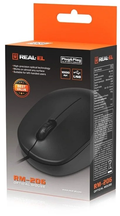 Фото: Миша Real-EL RM-206 USB Black (EL123200061) № 18 | KTC