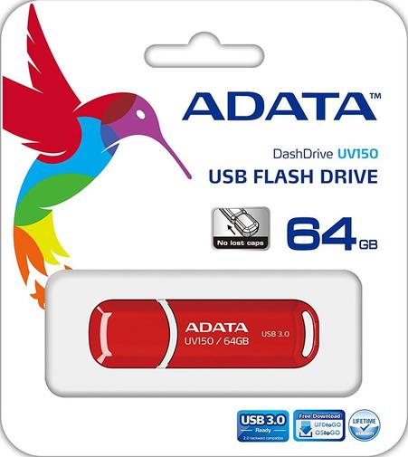 Флешка USB A-Data UV150 64 ГБ (AUV150-64G-RRD) червона