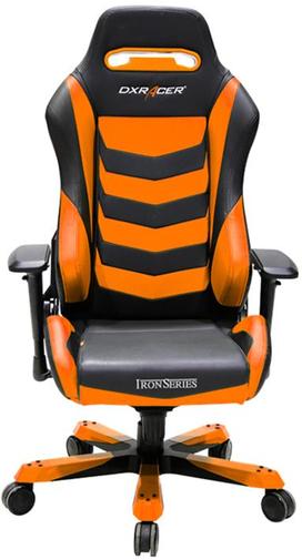 Крісло для геймерів DXRACER IRON OH/IS166/NB чорне з оранжевими вставками