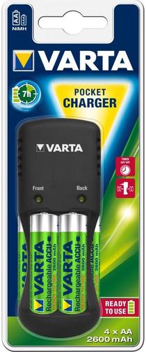 Зарядний пристрій Varta Pocket Charger (+4xAA 2600 mAh)
