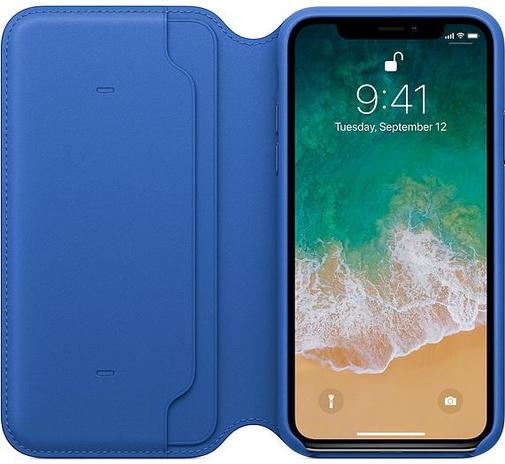 for iPhone X - Leather Folio Electric Blue