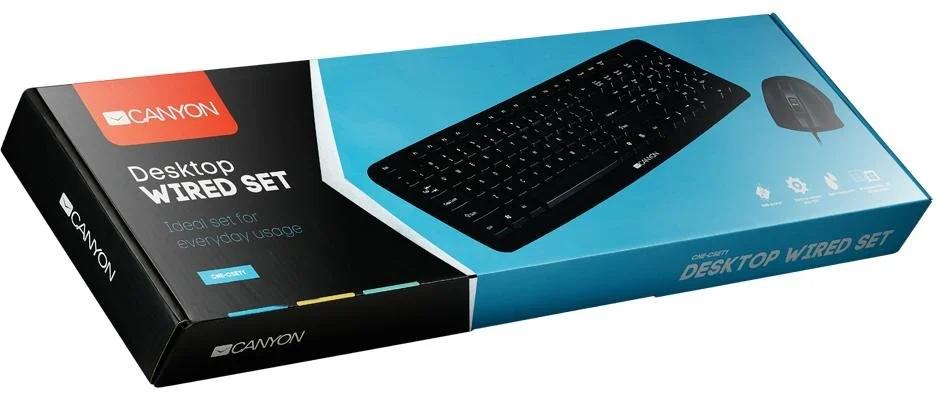 Фото: Комплект клавіатура+миша Canyon CNE-CSET1-RU USB Black № 7 | KTC