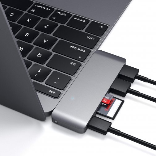 USB-хаб Satechi Type-C Pass-through USB Hub with USB-C Charging Port Space Gray (ST-TCUPM)