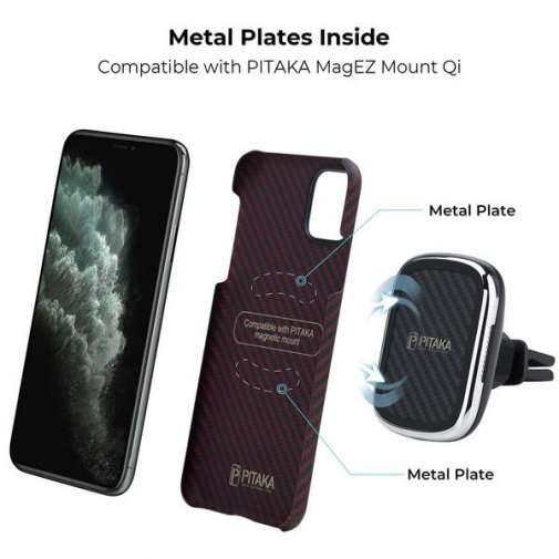Чохол-накладка Pitaka для iPhone 11 Pro - MagEZ Case Black/Red