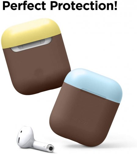 Чохол Elago for Airpods - Duo Case Dark Brown/Pastel Blue/Yellow (EAPDO-DBR-YEPBL)