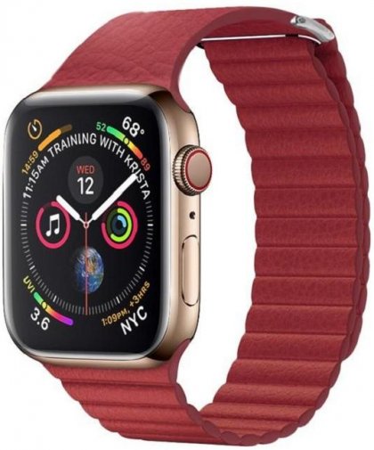 Ремінець HiC for Apple Watch 38mm - Leather Loop Band Red