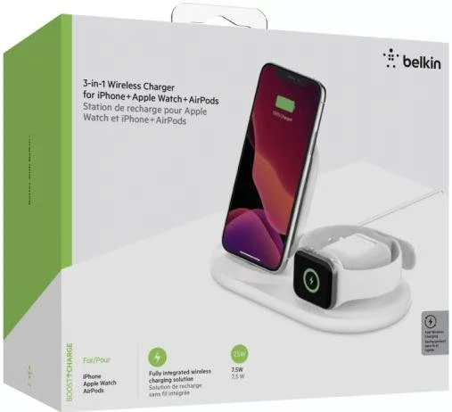 Фото: Бездротова зарядна станція Belkin 3in1 Wireless Pad/Stand/Apple Watch White (WIZ001VFWH) № 10 | KTC