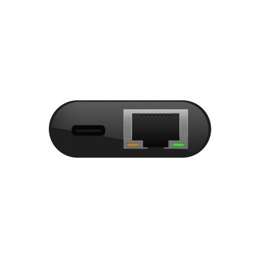 Адаптер Belkin USB-C to Ethernet/USB Type-C (F), 60W, PD, Black
