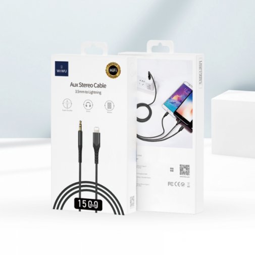 Кабель WIWU Jack 3.5mm / Lightning 1.5m Black (6973218943336)