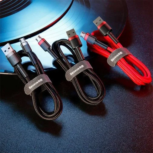 Фото: Кабель Baseus Cafule 2.4A AM / Micro USB 1m Black/Red (CAMKLF-B91) № 17 | KTC