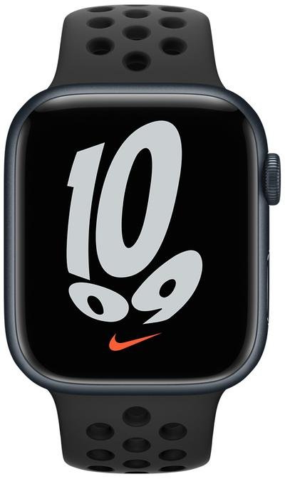 Смарт годинник Apple Watch Nike Series 7 GPS 45mm Midnight Aluminium Case with Anthracite/Black (MKNC3)