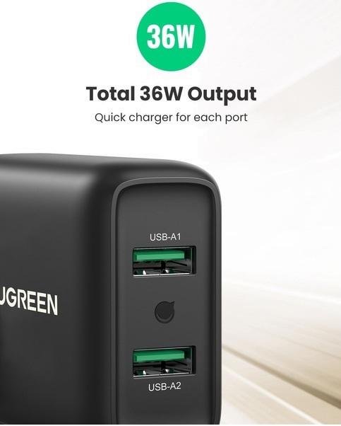 Зарядний пристрій UGREEN CD161 QC3.0 36W Black (UGR-10216)