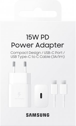Зарядний пристрій Samsung EP-T1510XWEGRU 15W White Type-C cable