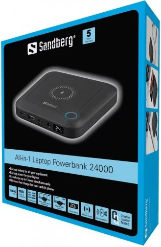 Фото: Батарея універсальна Sandberg All-in-1 Laptop Powerbank 24000mAh Black (420-57) № 14 | KTC