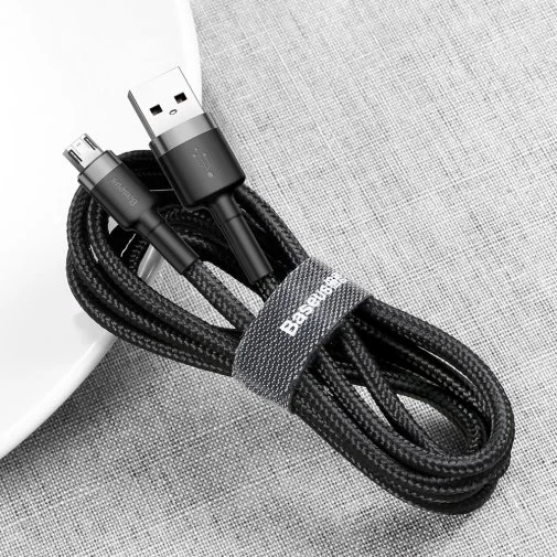 Фото: Кабель Baseus Cafule 2A AM / Micro USB 3m Grey/Black (CAMKLF-HG1) № 14 | KTC