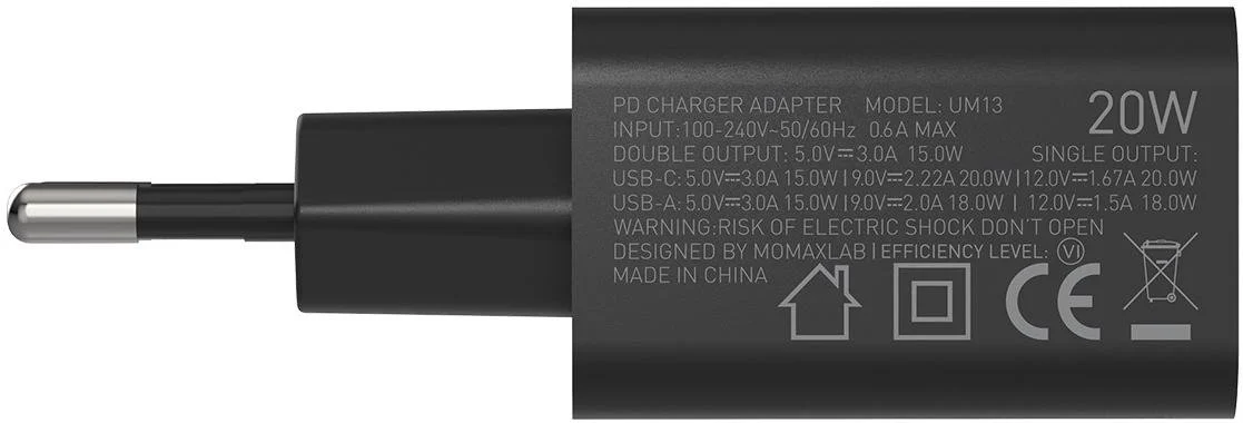 Фото: Зарядний пристрій Momax UM13 One Plug PD 20W QC3.0 Black (UM13EUD) № 13 | KTC