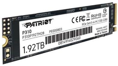 SSD-накопичувач Patriot P310 2280 PCIe 3.0 x4 NVMe 1.92GB (P310P192TM28)