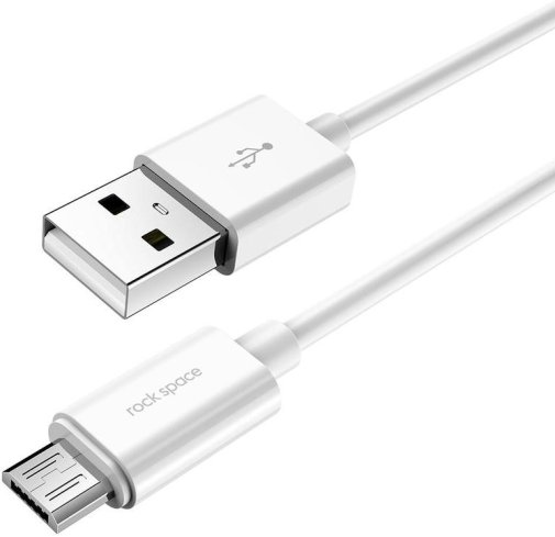 Кабель Rock Space Round Cable 2.1A AM / Micro USB 1m White (RCB0646)