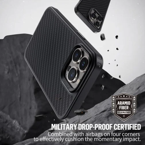 Фото: Чохол Blueo for iPhone 14 Pro Max - Armor Aramid Fiber Anti-Drop Case Black № 24 | KTC