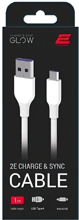 Кабель 2E Glow 3A AM / Micro USB 1m White (2E-CCAM-WH)