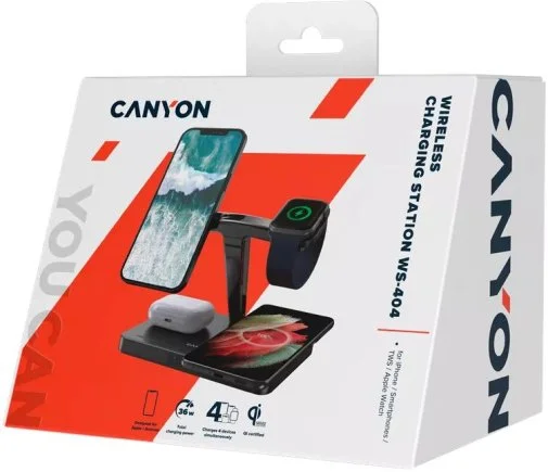 Фото: Бездротова зарядна станція Canyon WS-404 4in1 Black (CNS-WCS404B) № 6 | KTC
