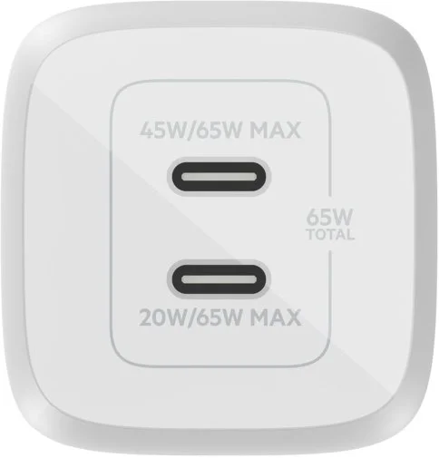 Фото: Зарядний пристрій Belkin Home Charger 65W GaN White with Type-C/Type-C (WCH013VF2MWH-B6) № 8 | KTC