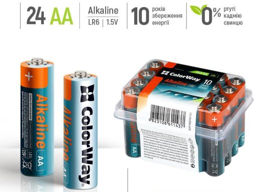 Батарейка ColorWay Alkaline Power LR06 (AA) (BL/24)
