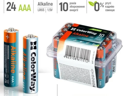 Фото: Батарейка ColorWay Alkaline Power LR03 AAA BL/24 (CW-BALR03-24PB) № 5 | KTC