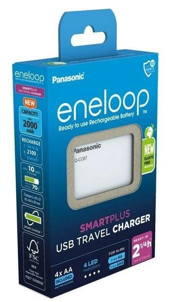 Зарядний пристрій Panasonic BQ-CC87 with Power Bank function with 4AA Eneloop 2000mAh (K-KJ87MCD40USB)