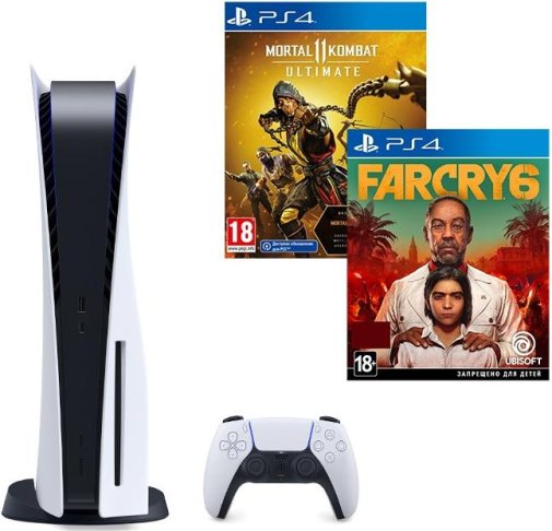 Ігрова приставка PlayStation 5 825GB + Far Cry 6 [PS4] + Mortal Kombat 11 Ultimate Edition [PS4]