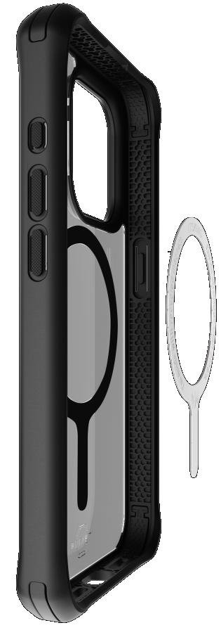 Чохол iTSkins for iPhone 15 Pro Max HYBRID R Sling 2.0 with MagSafe Black and transparent (AP5U-HMASL-BKTR)