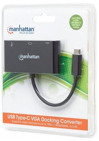 USB-хаб Manhattan Type-C VGA Docking Converter Black (152044)