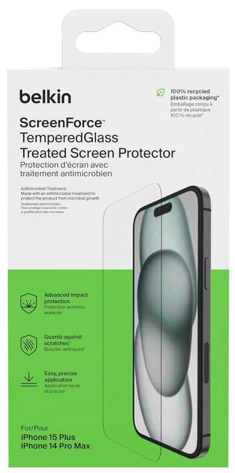 Фото: Захисне скло Belkin for Apple iPhone 15 Plus/14 Pro Max - TemperedGlass Screen Protection (OVA136ZZ) № 4 | KTC